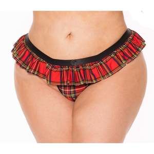 QUEEN SKIRTED PLAID OPEN THONG